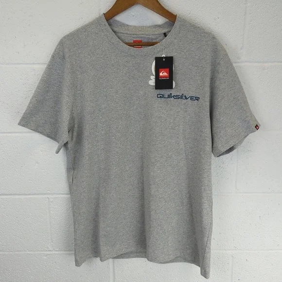 Quiksilver Mens T-Shirt Tee Mens L Heather Gray Surf Beach Graphic Short Sleeve - Picture 2 of 12